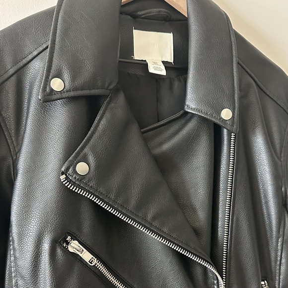 H&M Black Faux Leather Biker Jacket - Picture 6 of 7